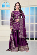 SAHELI STYLE PresentingNew Designer Embroidered Chinon Sharara Suit With Sequence Embroidered Work