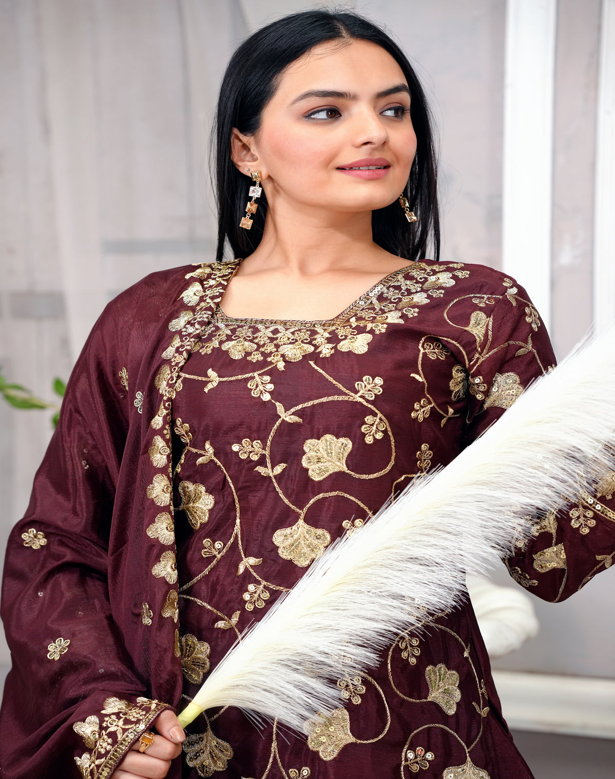 SAHELI STYLE PresentingNew Designer Embroidered Chinon Sharara Suit With Sequence Embroidered Work