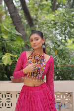 Navratri Special Bandhej Print Lehenga with Embroidered Full Sleeve Blouse