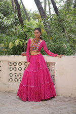 Navratri Special Bandhej Print Lehenga with Embroidered Full Sleeve Blouse