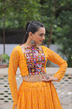 Navratri Special Bandhej Print Lehenga with Embroidered Full Sleeve Blouse