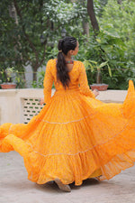 Navratri Special Bandhej Print Lehenga with Embroidered Full Sleeve Blouse