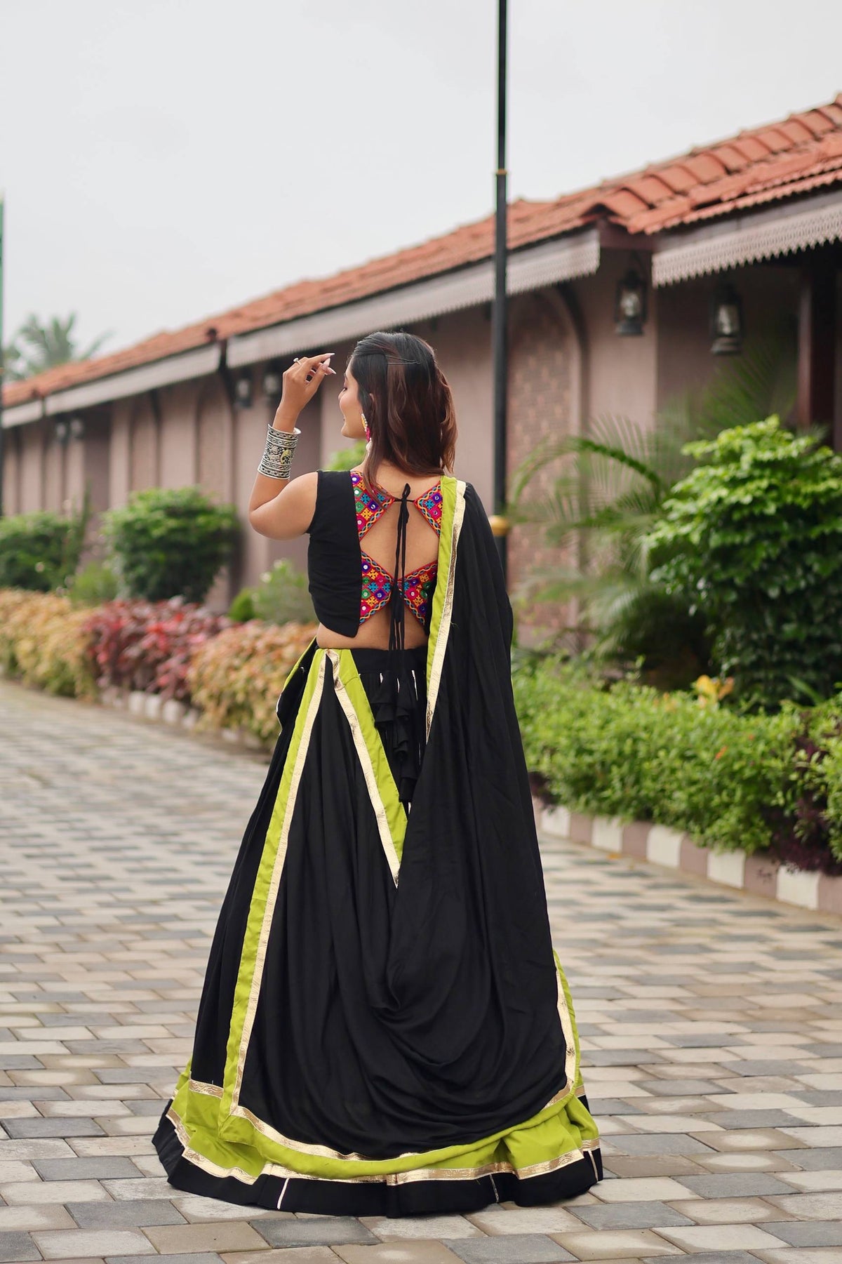 Navratri Cotton Lehenga Choli with Gamthi & Mirror Work