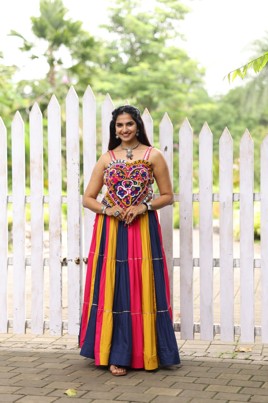 Ethnic Navratri Lehenga Set with Kutchi Mirror Work Blouse – 2025