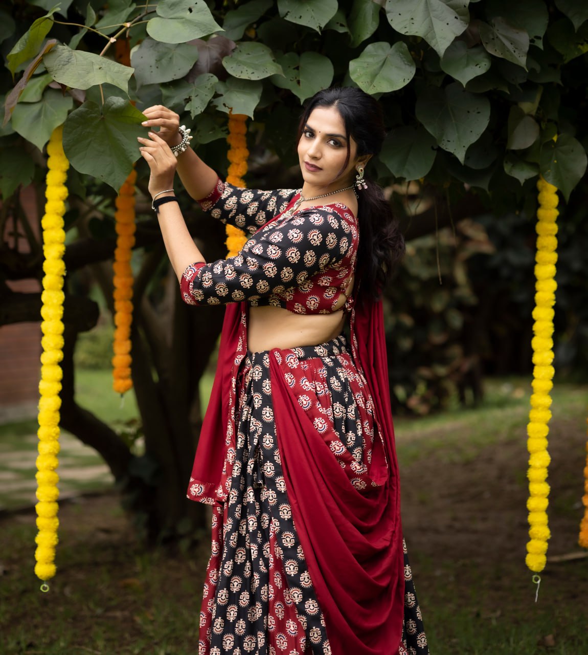 "Traditional Ajarakh Print Chaniya Choli for Navratri 2025