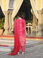SAHELI STYLE Presents Chinon Soft Silk Red Kurti Pant Dupatta set