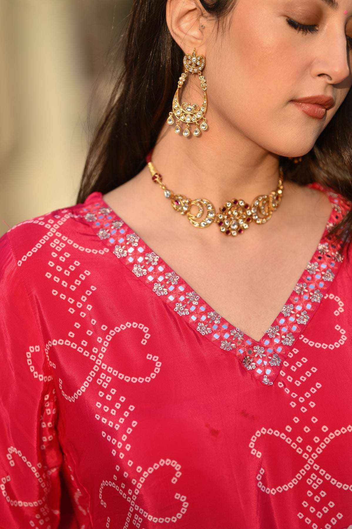 SAHELI STYLE Presents Chinon Soft Silk Red Kurti Pant Dupatta set