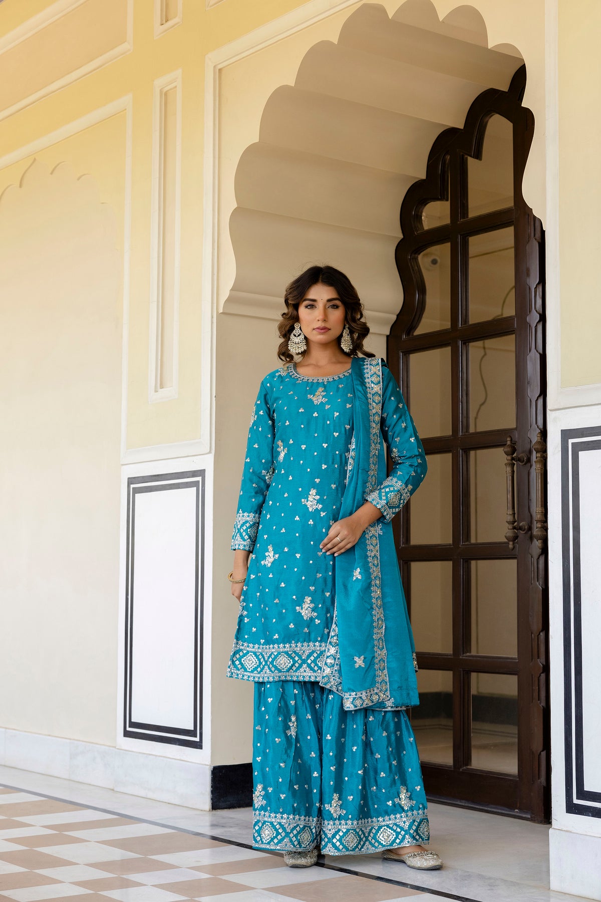 SAHELI STYLE PRESENTS LAVENDER COLOR TOP BOTTOM 3PCS SHARARA SET – ELEGANT, FESTIVE & TRENDY