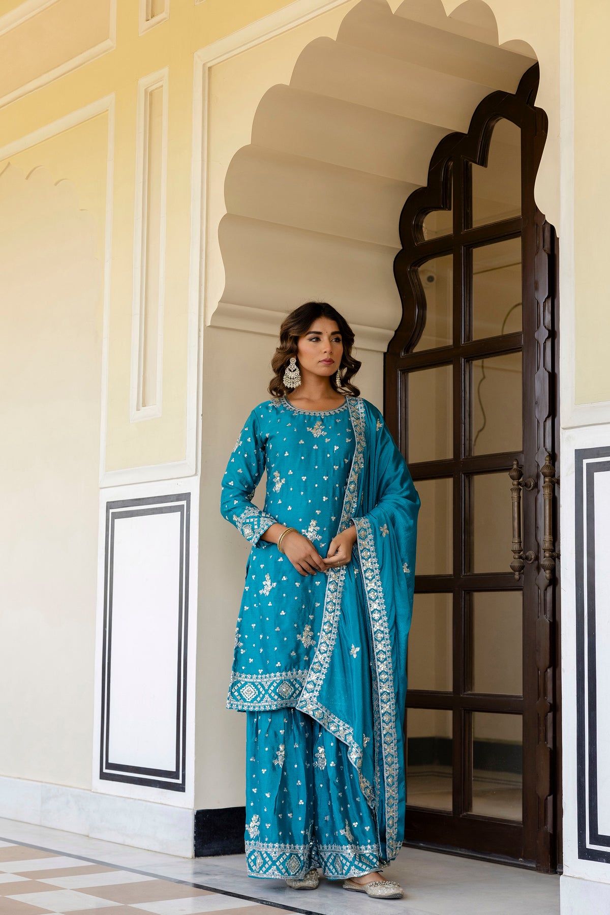 SAHELI STYLE PRESENTS LAVENDER COLOR TOP BOTTOM 3PCS SHARARA SET – ELEGANT, FESTIVE & TRENDY