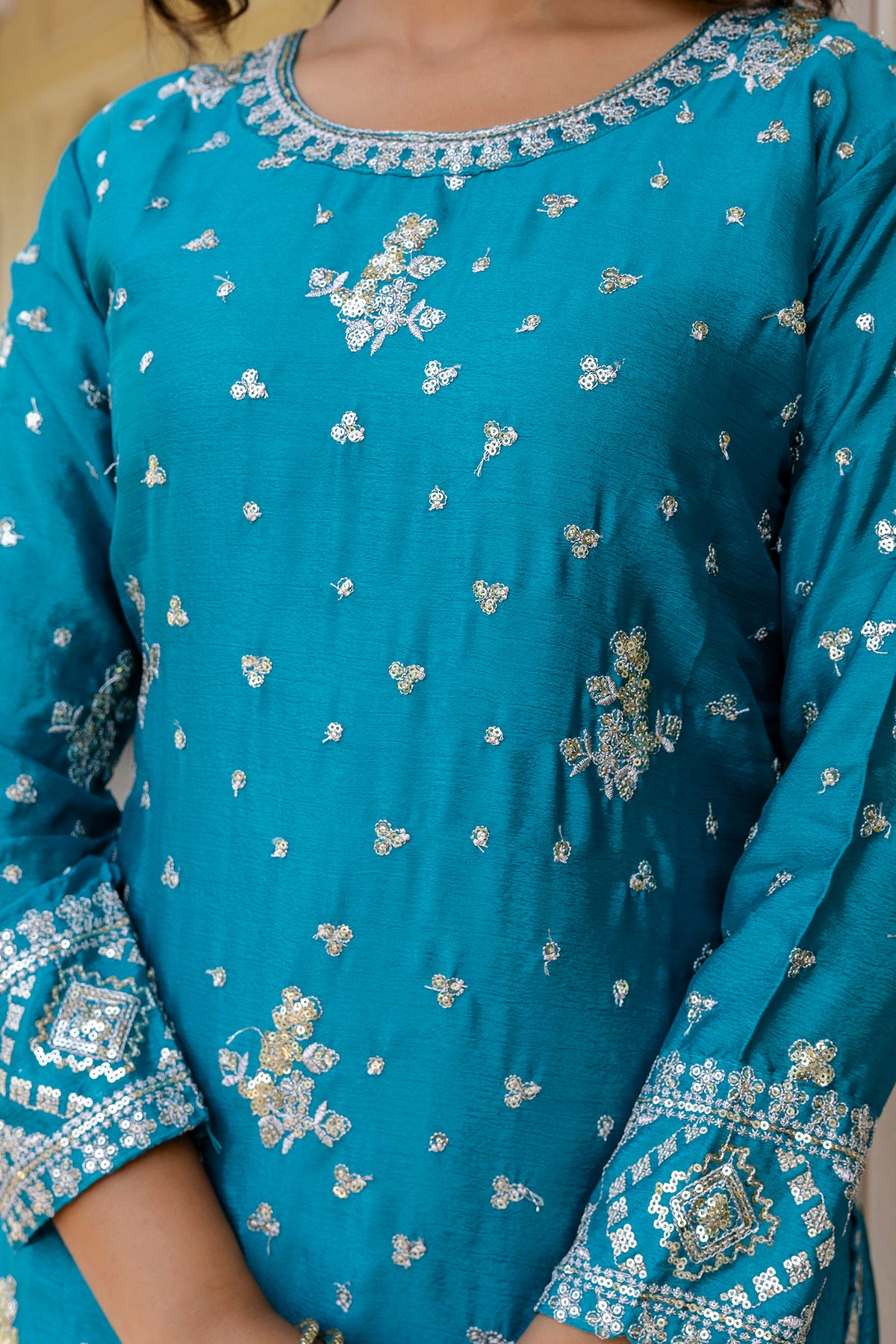 SAHELI STYLE PRESENTS LAVENDER COLOR TOP BOTTOM 3PCS SHARARA SET – ELEGANT, FESTIVE & TRENDY