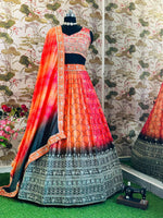 SAHELI STYLE PRESENTS CHINON SILK WITH DIGITAL PRINT AND EMBROIDERY SEQUENCE DESIGN WORK LEHENGHA CHOLI