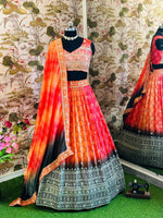 SAHELI STYLE PRESENTS CHINON SILK WITH DIGITAL PRINT AND EMBROIDERY SEQUENCE DESIGN WORK LEHENGHA CHOLI