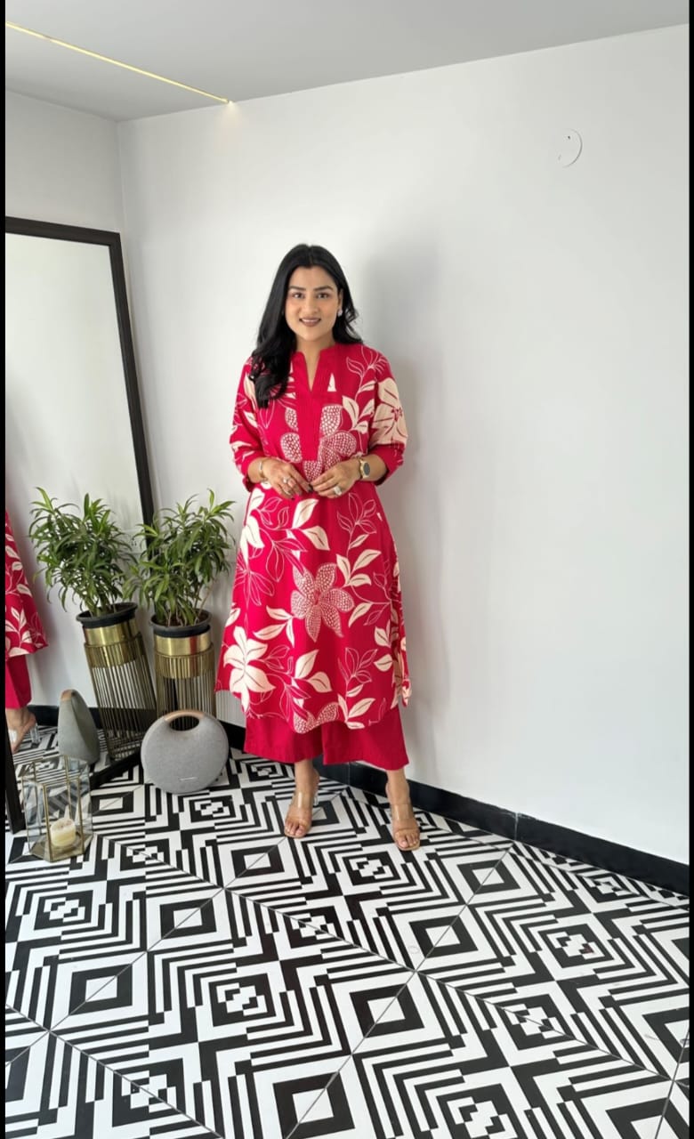 SAHELI STYLE PRESENTS EXCLUSIVE DESGINER CO-ORD SET DARK PINK