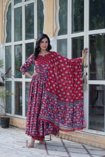 SAHELI STYLE PRESENTS PREMIUM READYMADE KURTI WITH PANT & DUPATTA SET MARRON