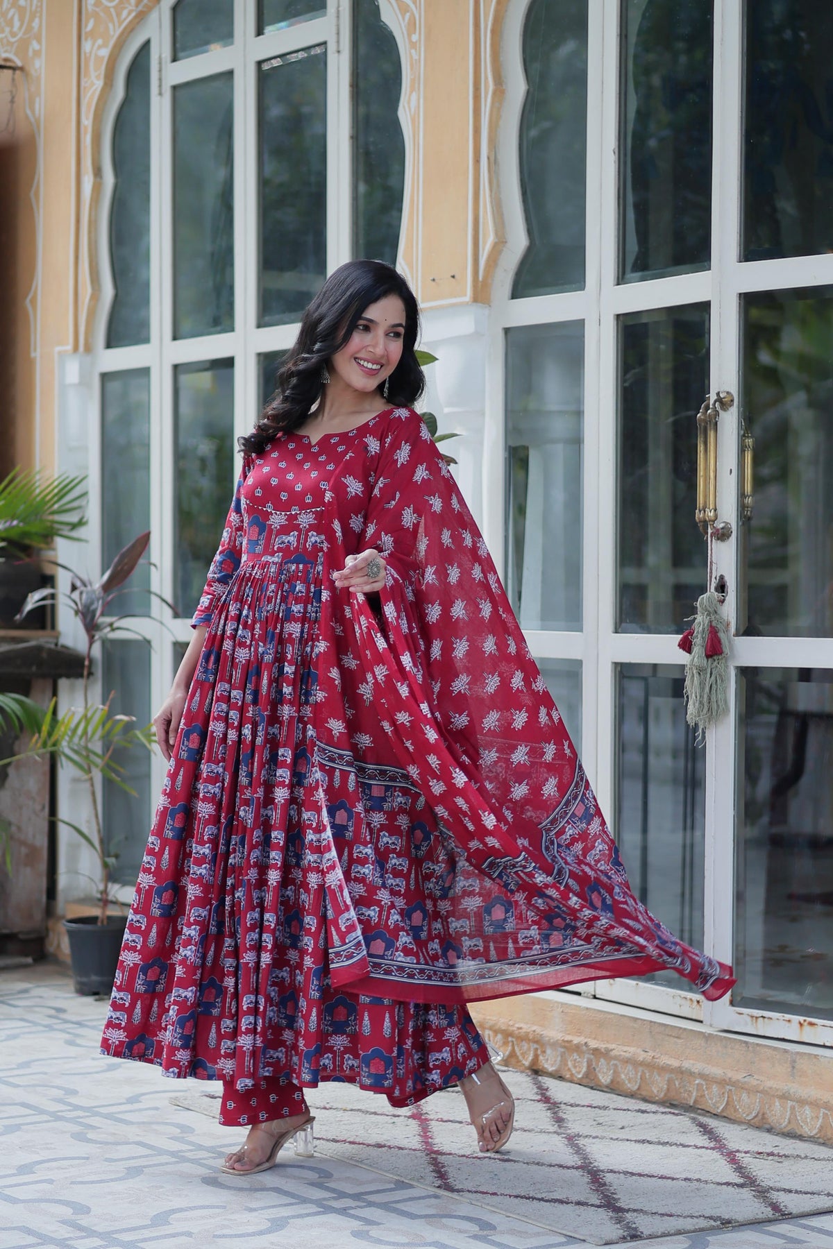 SAHELI STYLE PRESENTS PREMIUM READYMADE KURTI WITH PANT & DUPATTA SET MARRON