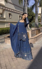 SAHELI STYLE PRESENTS NEW Collection With Fancy Embroidery And 5mm Sequins Work Top - Sharara With Dupatta
