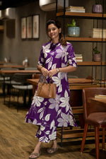 SAHELI STYLE PRESENTS Beautiful Heavy Jaipuri & Printed Cotton Fabric CO-ORD SET PURPLE