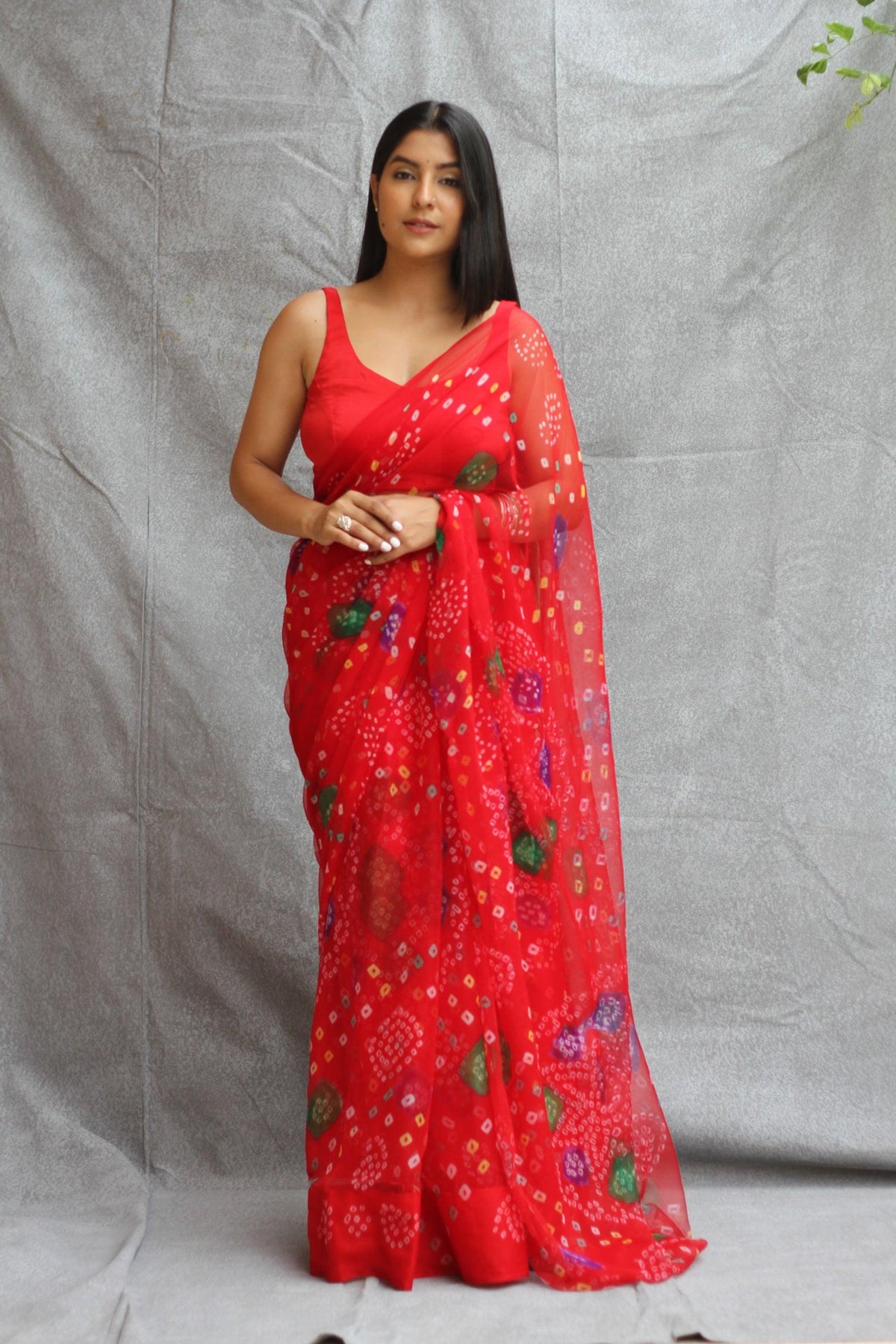 SAHELI STYLE PRESENTS GEOEGETTE BANDHANI RED SAREE