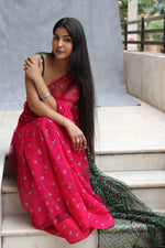 SAHELI STYLEPRESENTS GEORGEETE BANDHANI PINK SAREE