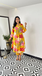 SAHELI STYLE PRESENTS YELLOW COTTON CO-ORD SET