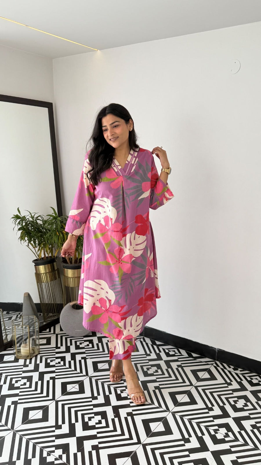 SAHELI STYLE PRESENTS BABY PINK COTTON CO-ORD SET