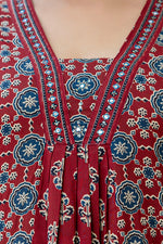 SAHELI STYLE PRESENTS MAROON COTTON KURTI PANT DUPATTA PAIR