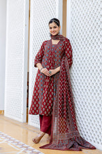 SAHELI STYLE PRESENTS MAROON COTTON KURTI PANT DUPATTA PAIR