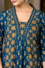 SAHELI STYLE PRESENTS SKY BLUE COTTON KURTI PANT DUPATTA PAIR SET