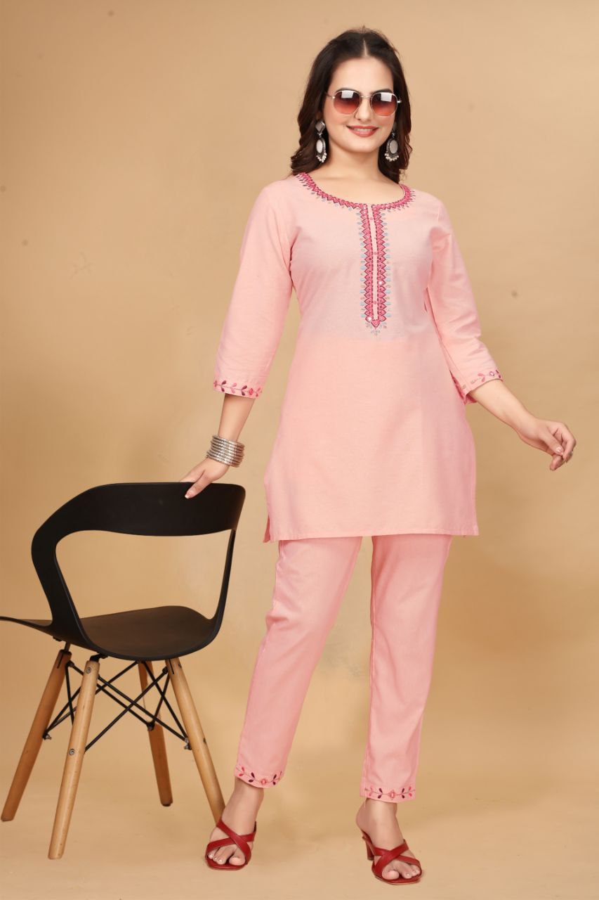 SAHELI STYLE PRESENTS THE BABY PINK MOST CLASSIC HANDWORK CO-ORD