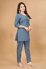 SAHELI STYLE PRESENTS THE GRAY MOST CLASSIC HANDWORK CO-ORD SET