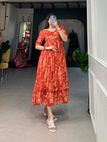 SAHELI STYLE PRESENTS GEORGETTE LIGHT RED FLORAL PRINTED MAXI DRESS