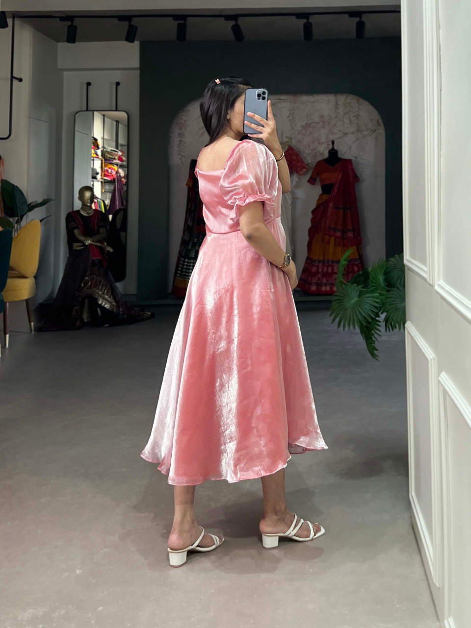 SAHELI STYLE PRESENTS BABY PINK BURBERRY MAXI DRESS