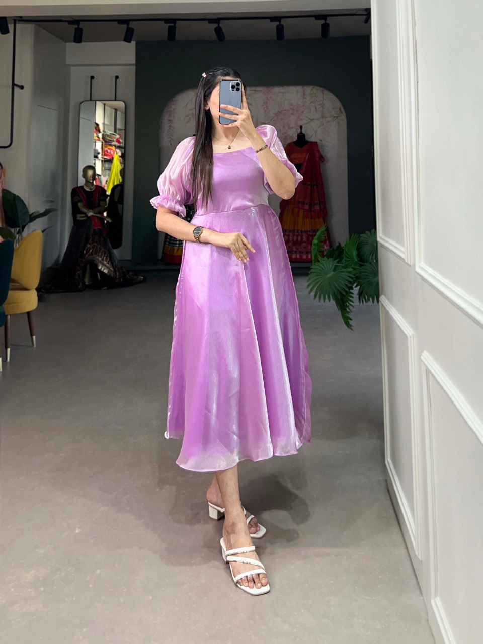 SAHELI STYLE PRSENTS BURBERRY LAVENDER MAXI DRESS