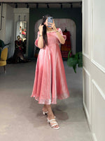 SAHELI STYLE PRESENTS BABY PINK BURBERRY MAXI DRESS