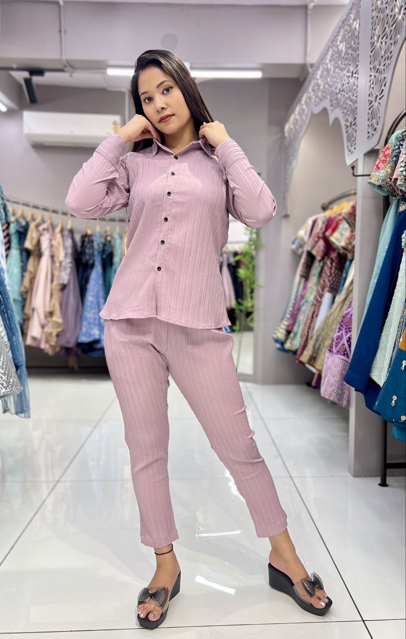 SAHELI STYLE PRESENTS BABY PINK SHIRT-PANT CO-ORD SET