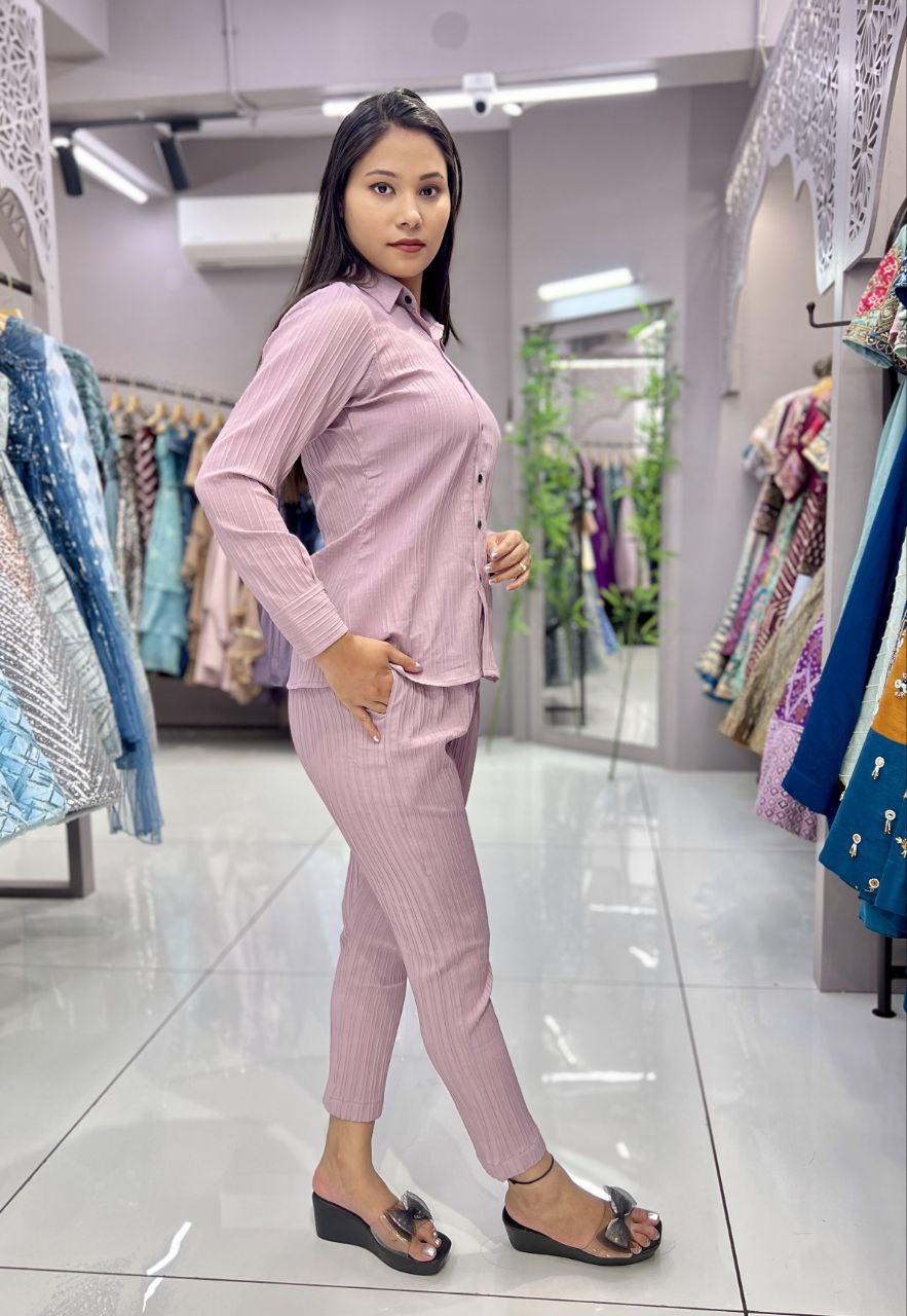 SAHELI STYLE PRESENTS BABY PINK SHIRT-PANT CO-ORD SET