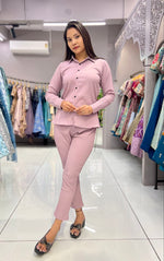 SAHELI STYLE PRESENTS BABY PINK SHIRT-PANT CO-ORD SET