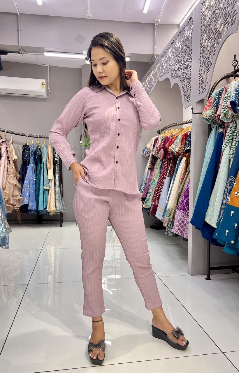 SAHELI STYLE PRESENTS BABY PINK SHIRT-PANT CO-ORD SET
