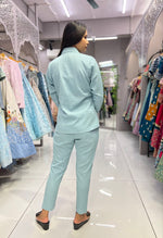 SAHELI STYLE PRESENTS PEACH SHIRT-PANT CO-ORD SET