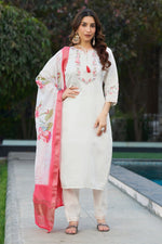 SAHELI STYLE Presents Cream Kurti Pant Dupatta Set