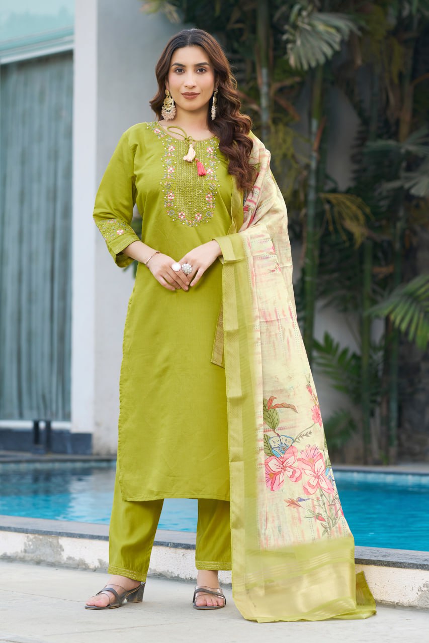 SAHELI STYLE Presents Yellow Kurti Pant Dupatta Set