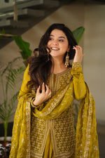 SAHELI STYLE PRESENTS SHARARA TOP BOTTOM PAIR MEHNDI COLOUR