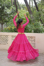 Navratri Special Bandhej Print Lehenga with Embroidered Full Sleeve Blouse