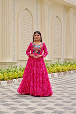 Navratri Special Gamathi Work Gown – Georgette with Real Mirror
