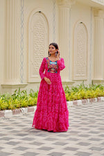 Navratri Special Gamathi Work Gown – Georgette with Real Mirror