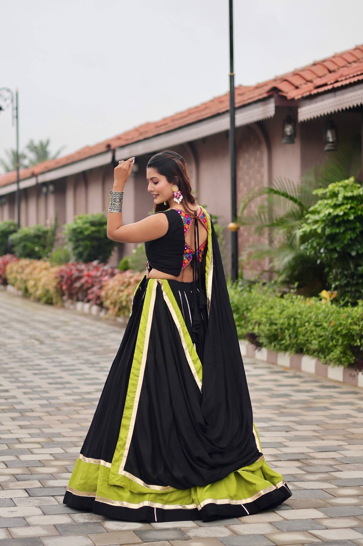 Navratri Cotton Lehenga Choli with Gamthi & Mirror Work