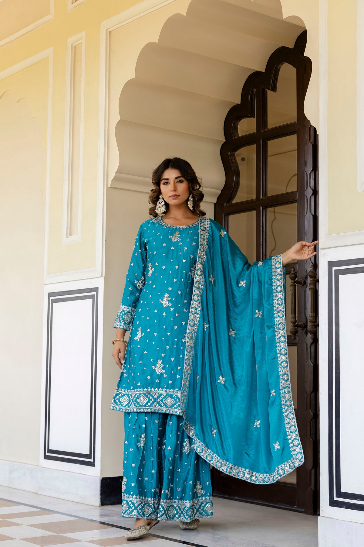 SAHELI STYLE PRESENTS LAVENDER COLOR TOP BOTTOM 3PCS SHARARA SET – ELEGANT, FESTIVE & TRENDY