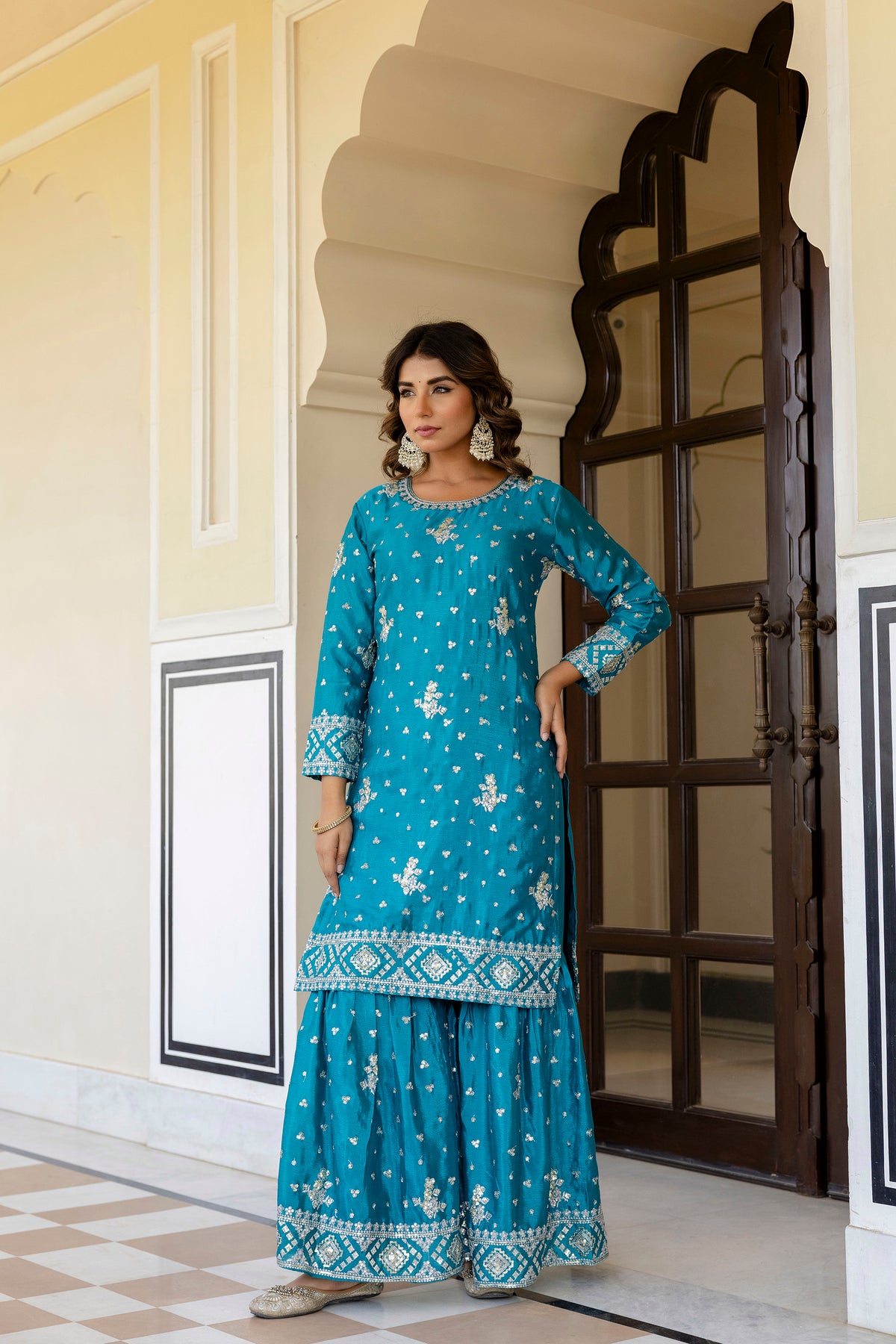 SAHELI STYLE PRESENTS LAVENDER COLOR TOP BOTTOM 3PCS SHARARA SET – ELEGANT, FESTIVE & TRENDY