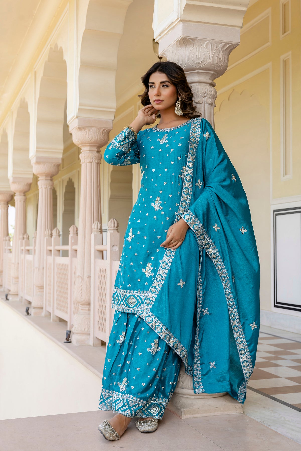 SAHELI STYLE PRESENTS LAVENDER COLOR TOP BOTTOM 3PCS SHARARA SET – ELEGANT, FESTIVE & TRENDY