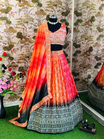 SAHELI STYLE PRESENTS CHINON SILK WITH DIGITAL PRINT AND EMBROIDERY SEQUENCE DESIGN WORK LEHENGHA CHOLI